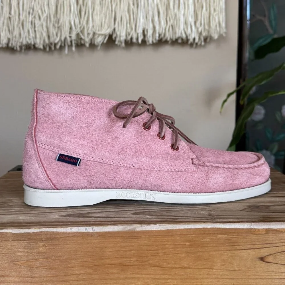 Todd Synder + Sebago Tatanka Chukka Pink Suede High Top Boat Shoe Size 8
